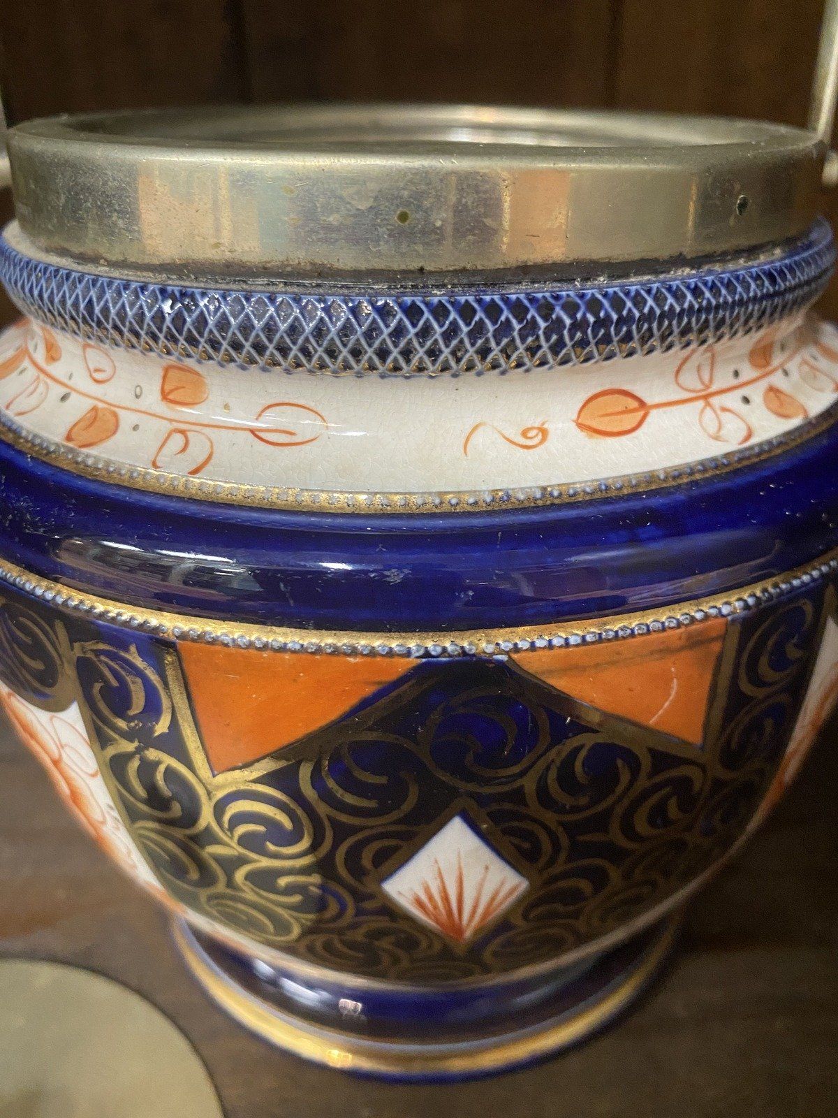 Antique Stamped William Wood Co. Imari Style Oriental Biscuit Barrel Kitchen Jar 5