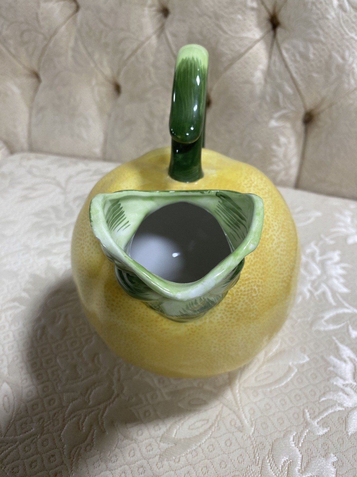 Vintage c.1983 The Haldon Group Majolica Style Meyer Lemon Drink Pitcher 10