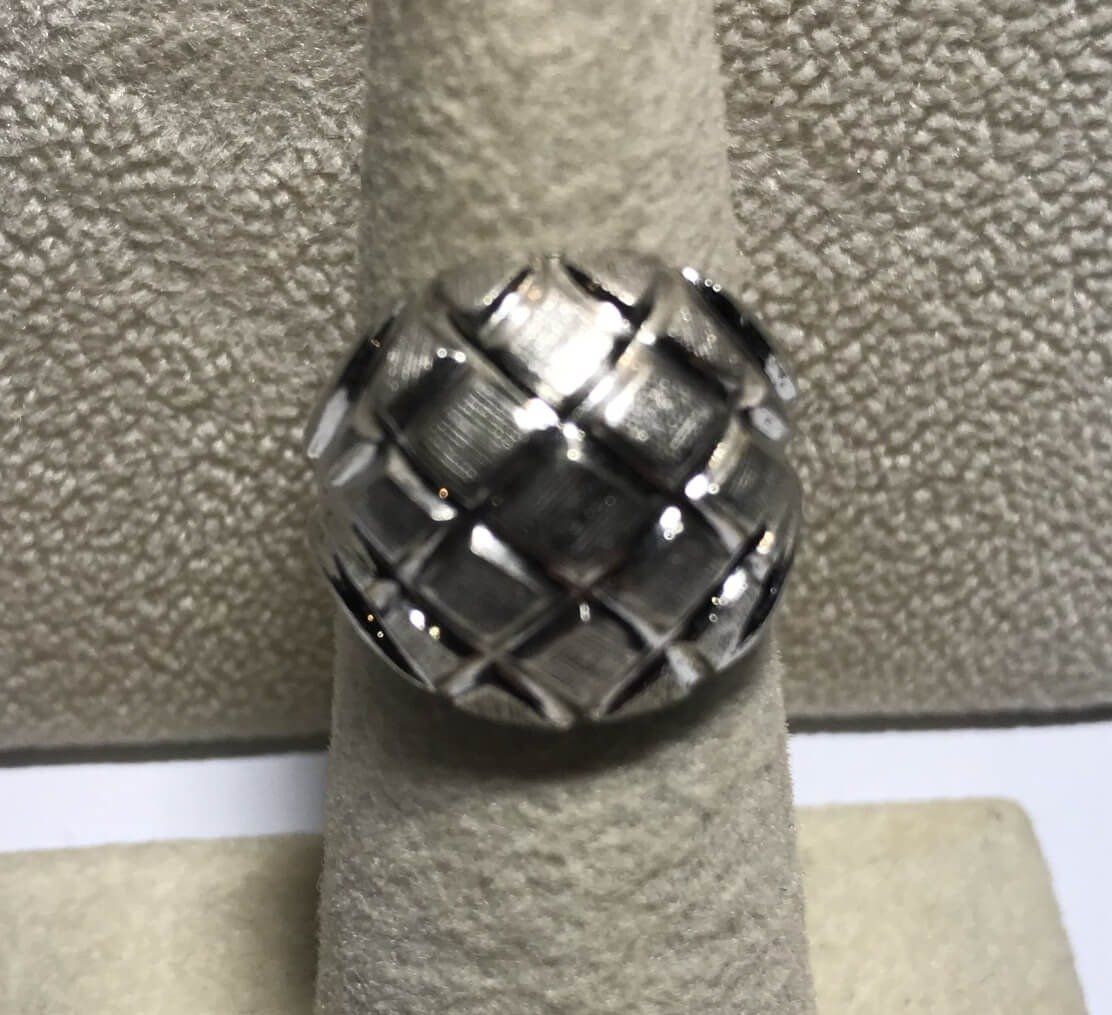 Sterling Dome w Quilted Brushed Ring