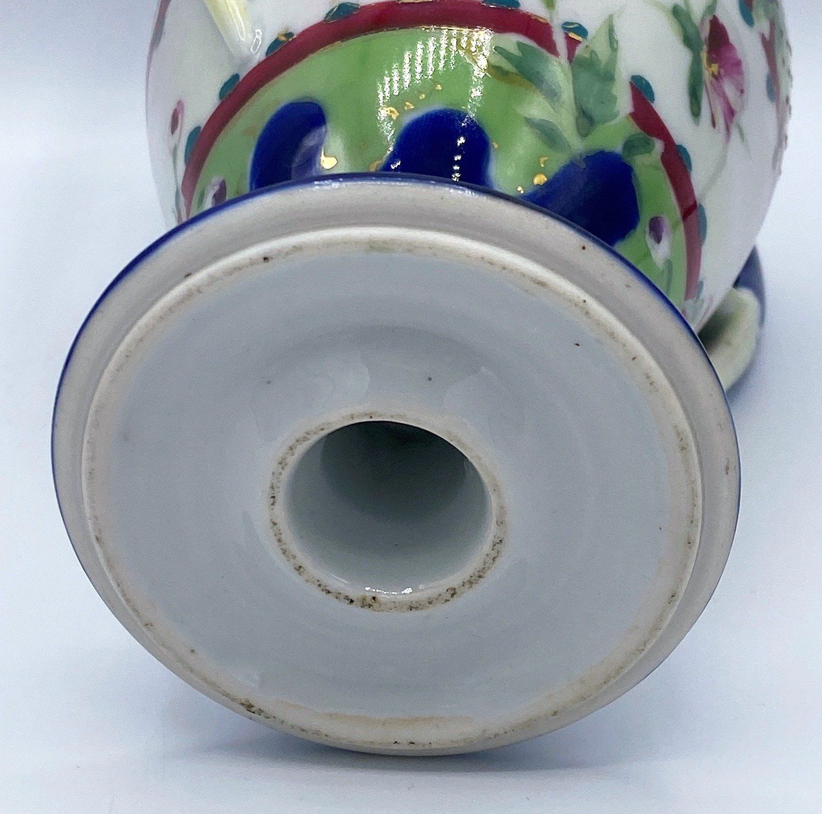 Antique Cobalt Blue Japanese Moriage Vase 8 5
