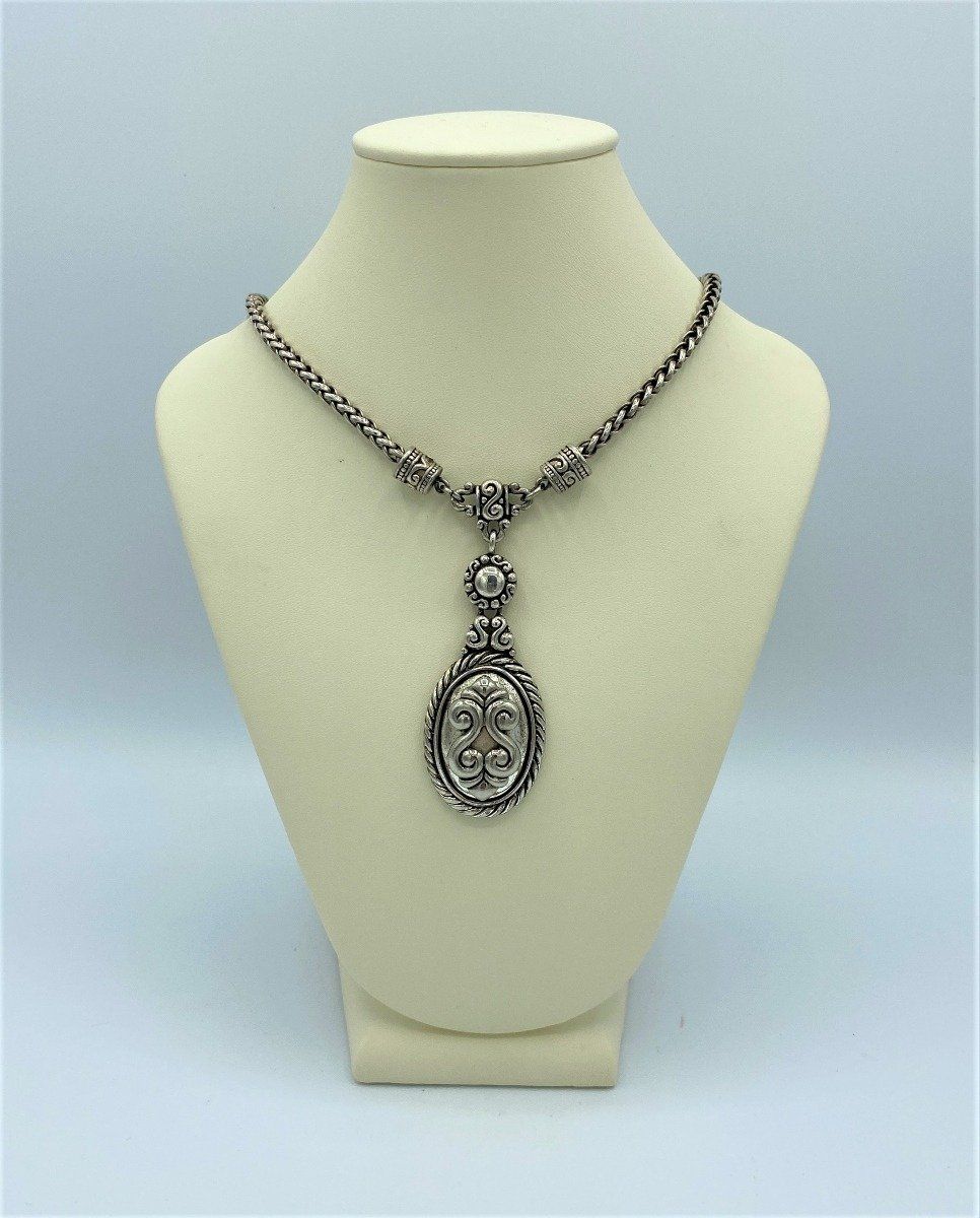 Decorative Sterling Silver Necklace and Pendant