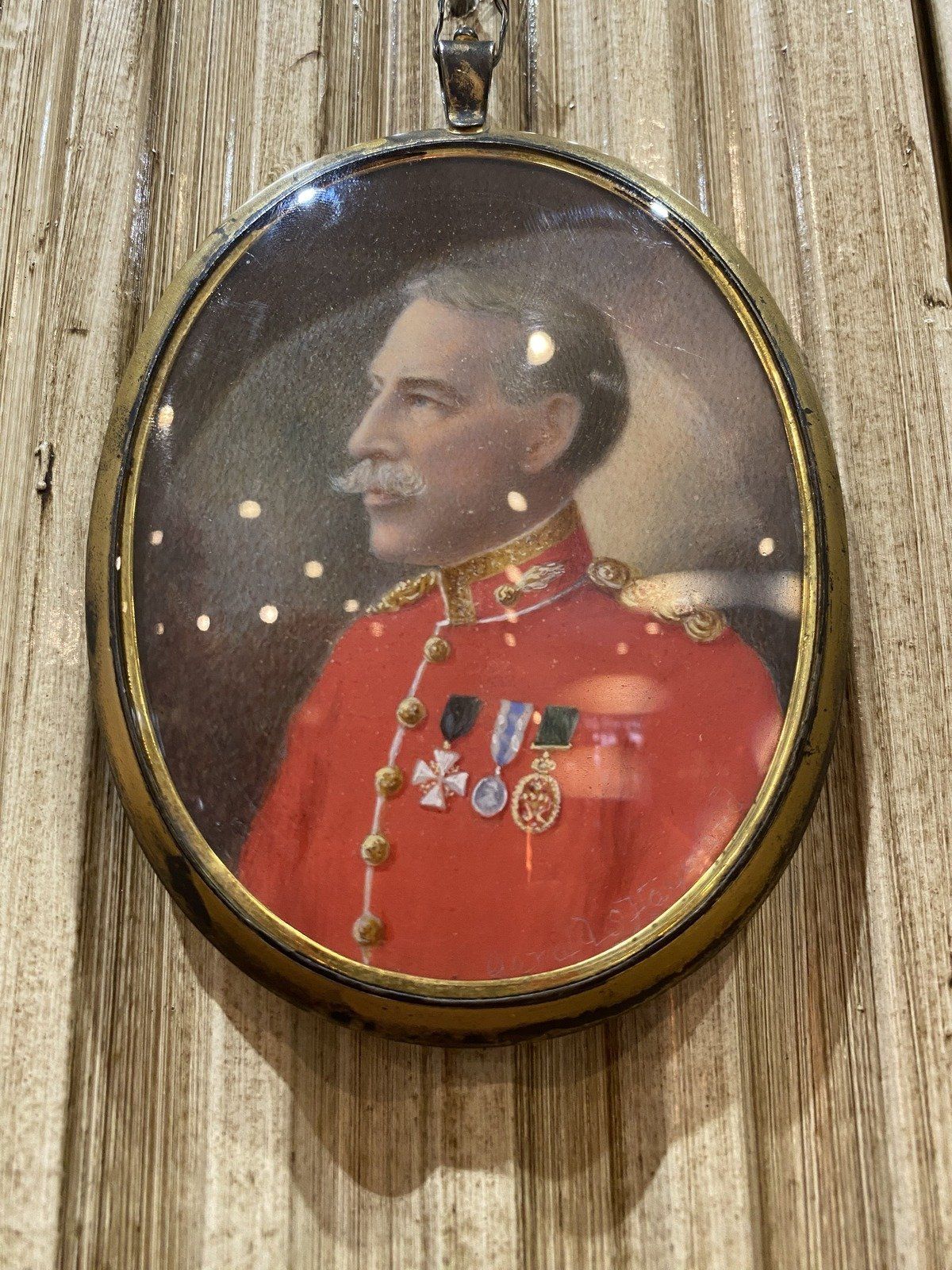 Antique 19th c. British Military Officer Painted Miniature in Oval Frame 2