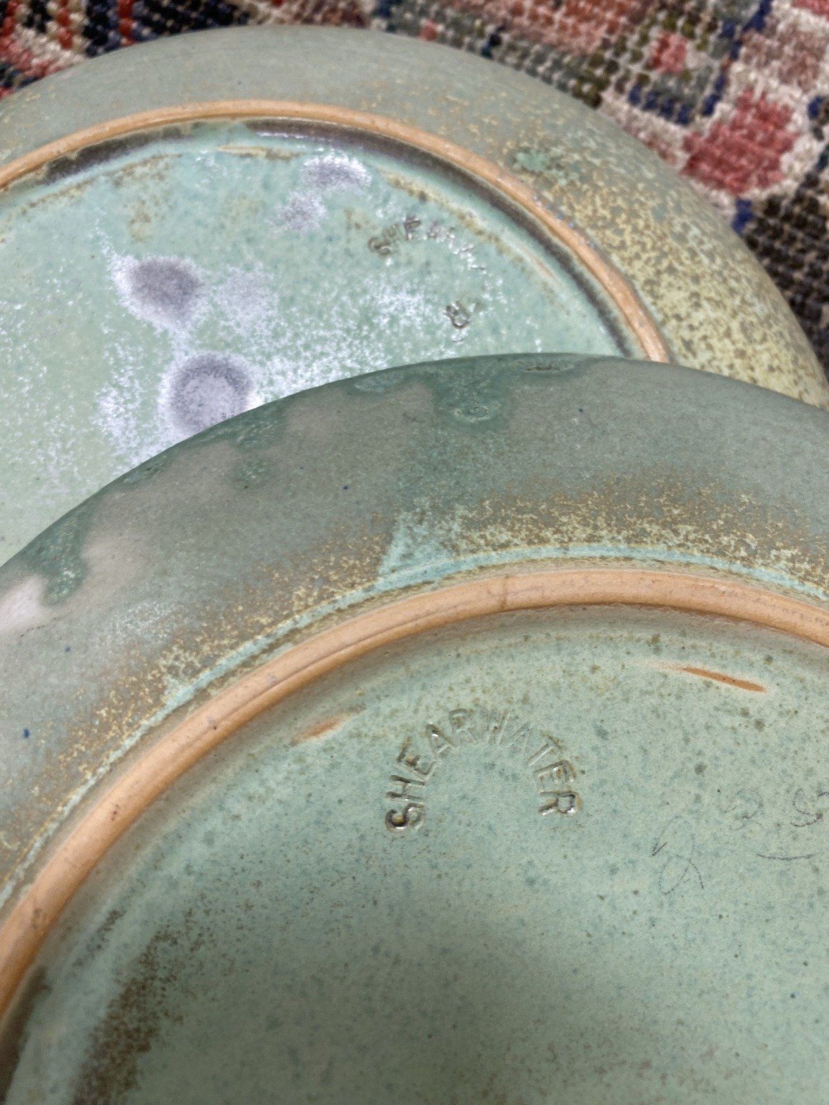 Pair of VTG c.1990s/Early 2000s Stoneware Shearwater Pottery MS 8.75D Dinner Plates 9