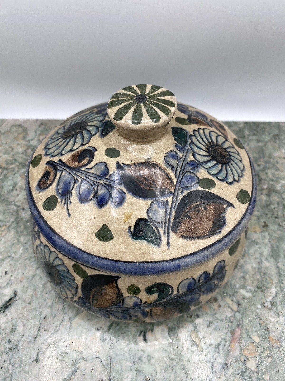 Lidded Signed Mexico Talavera Pottery Dish 4