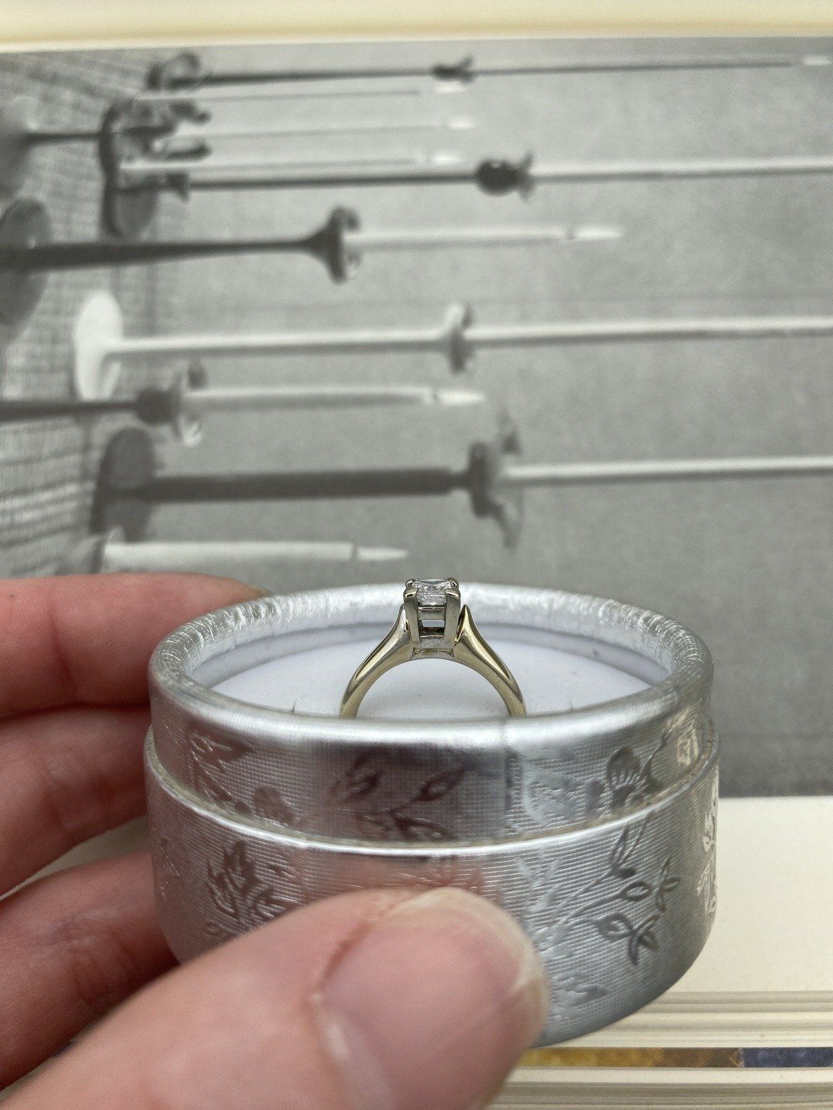Simplistic 18k Princess Cut .59ct Square Diamond Engagement Ring w Sleek Shoulders + Rounded Shank Base for Band 5