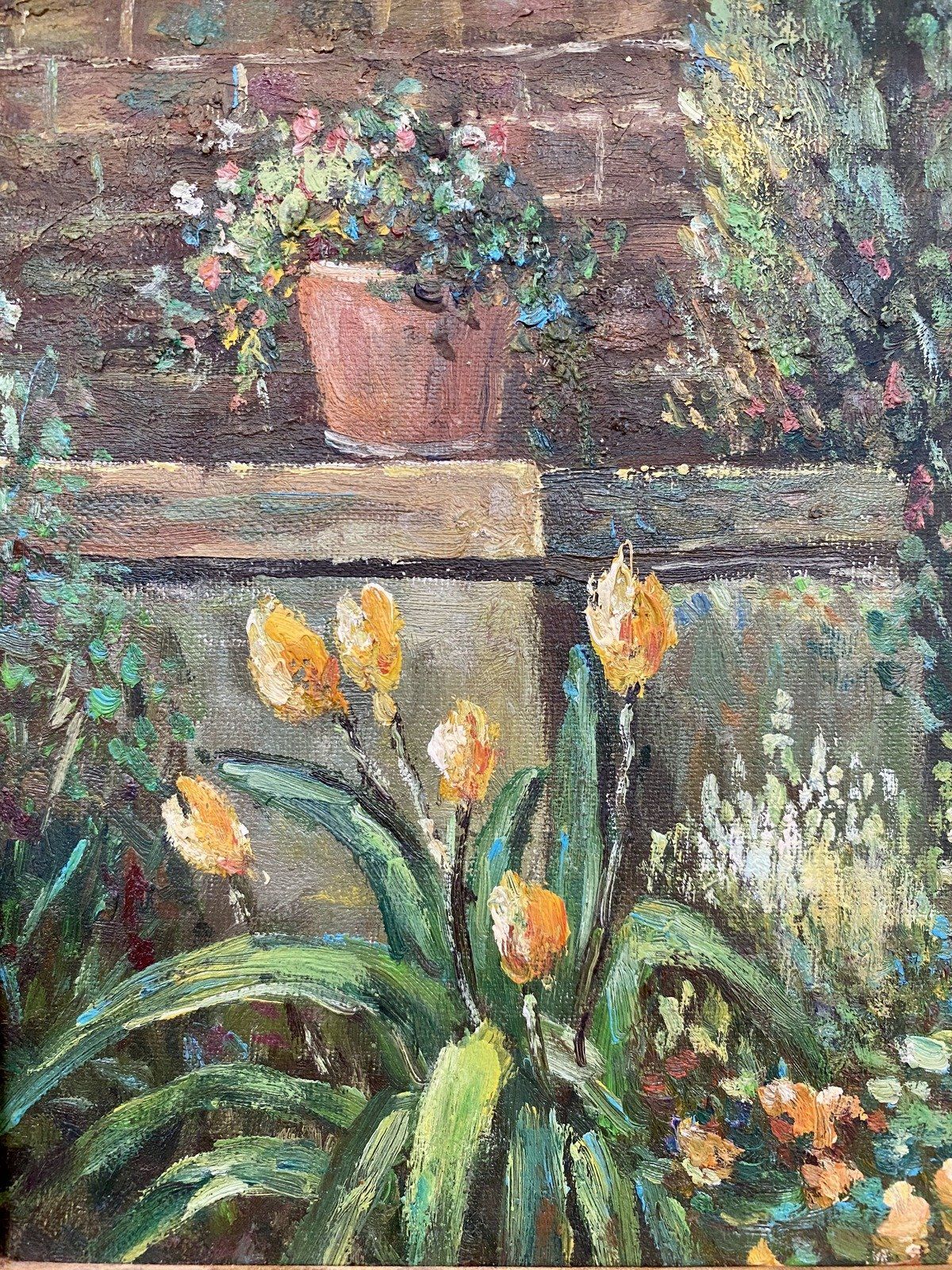 Large Ornately Framed Oil Painting of Garden Plants 4