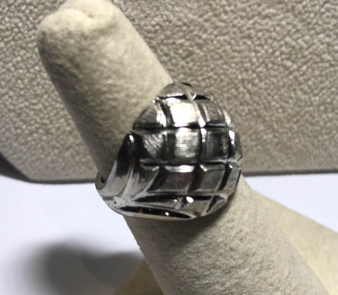 Sterling Dome w Quilted Brushed Ring 2