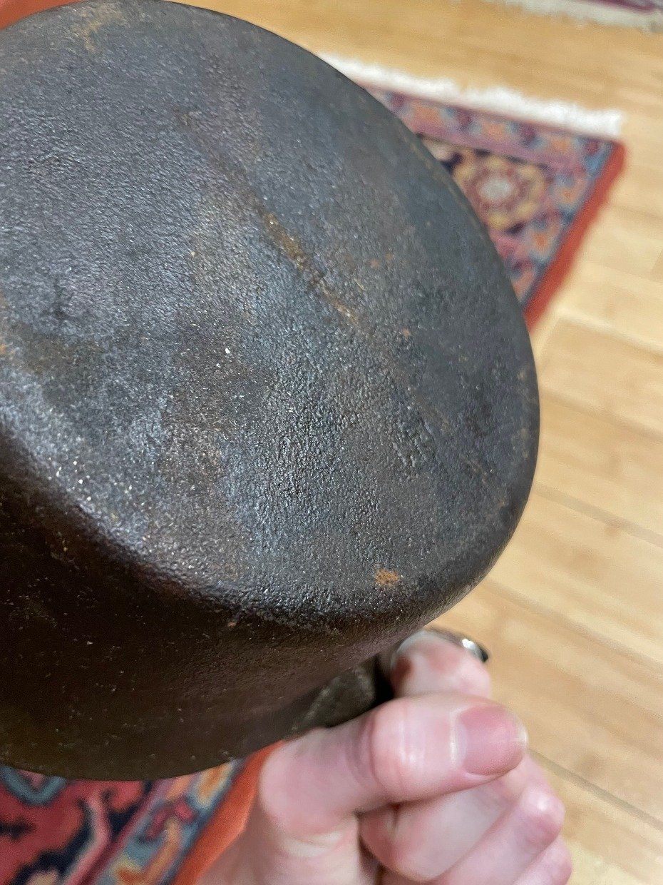 Old Cast Iron Pot w Wooden Handle 4