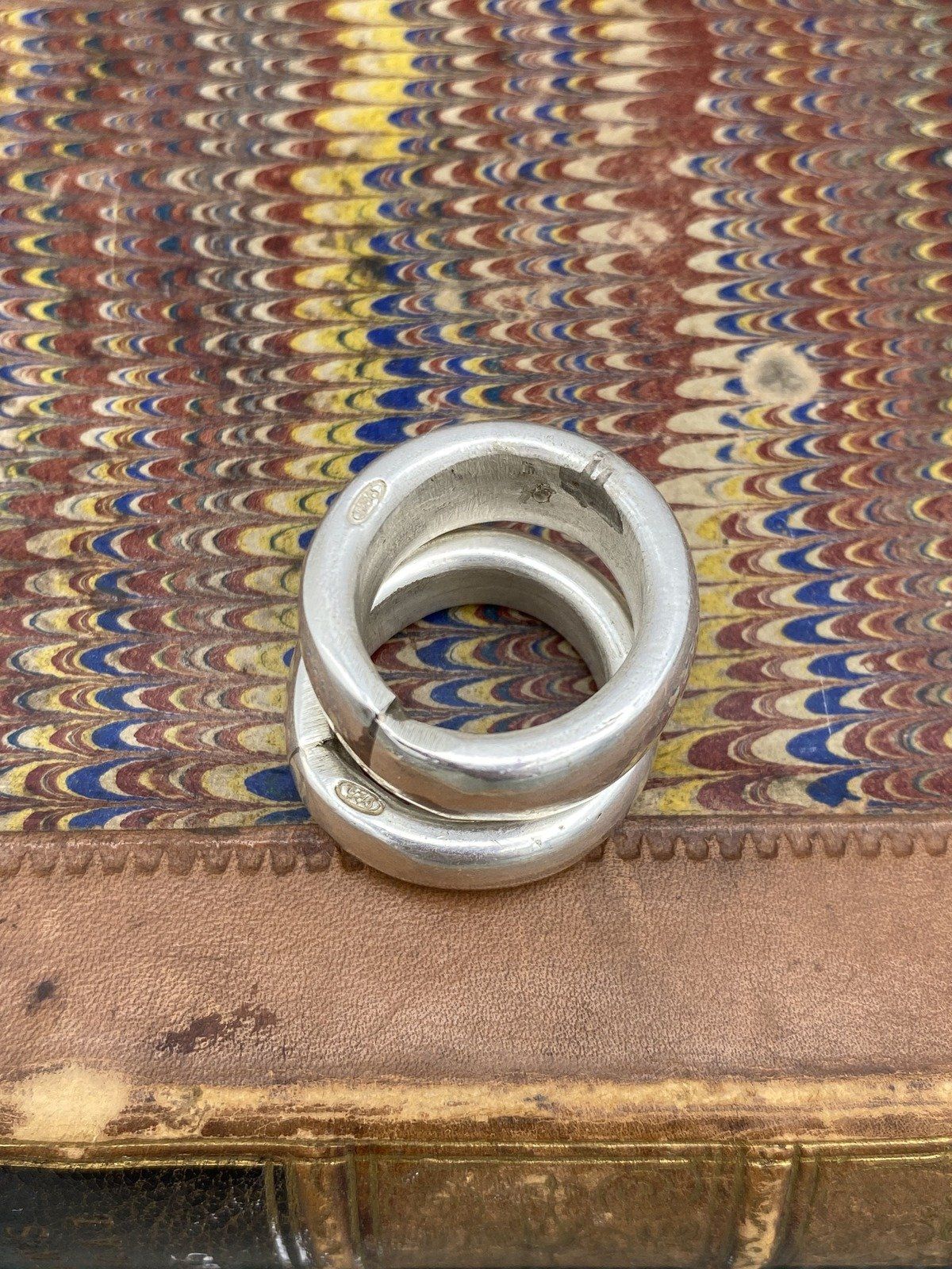 Cool Blobby Modernist Italian Hallmarked Sterling Silver Cigar Bands 3