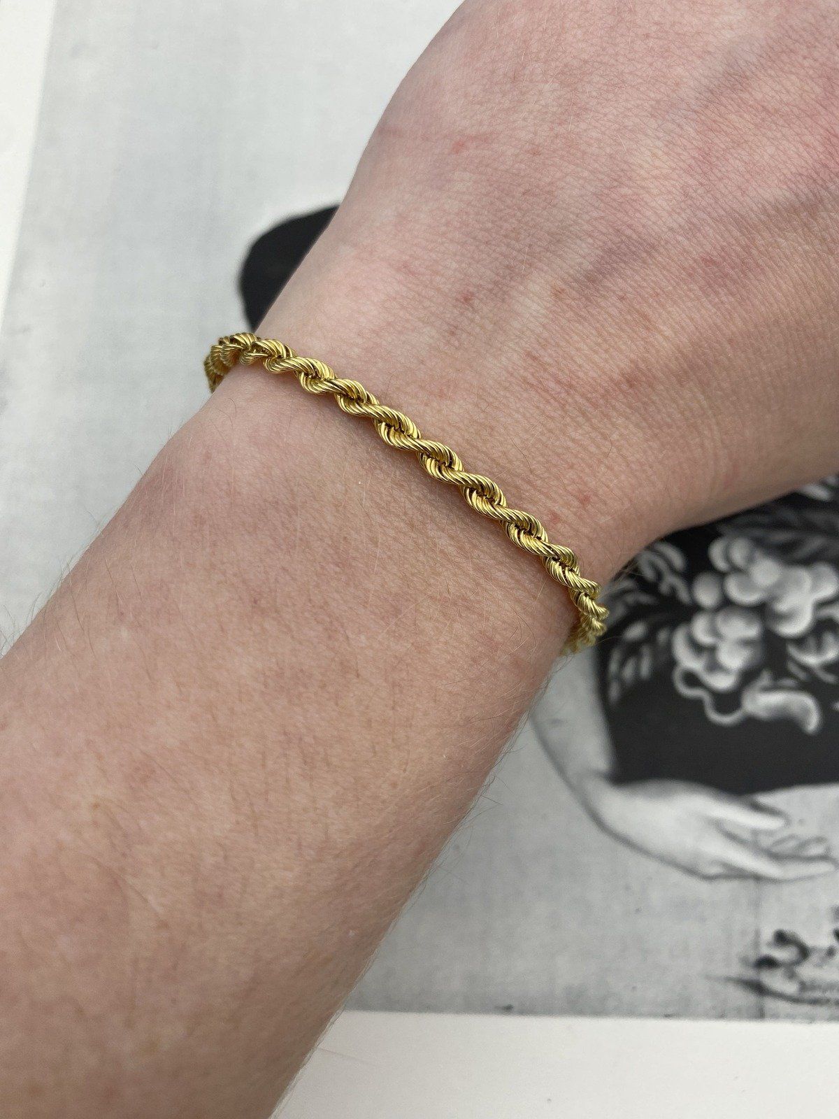 Lightweight 7L 14k Gold Classic Rope Link Layering Bracelet 3