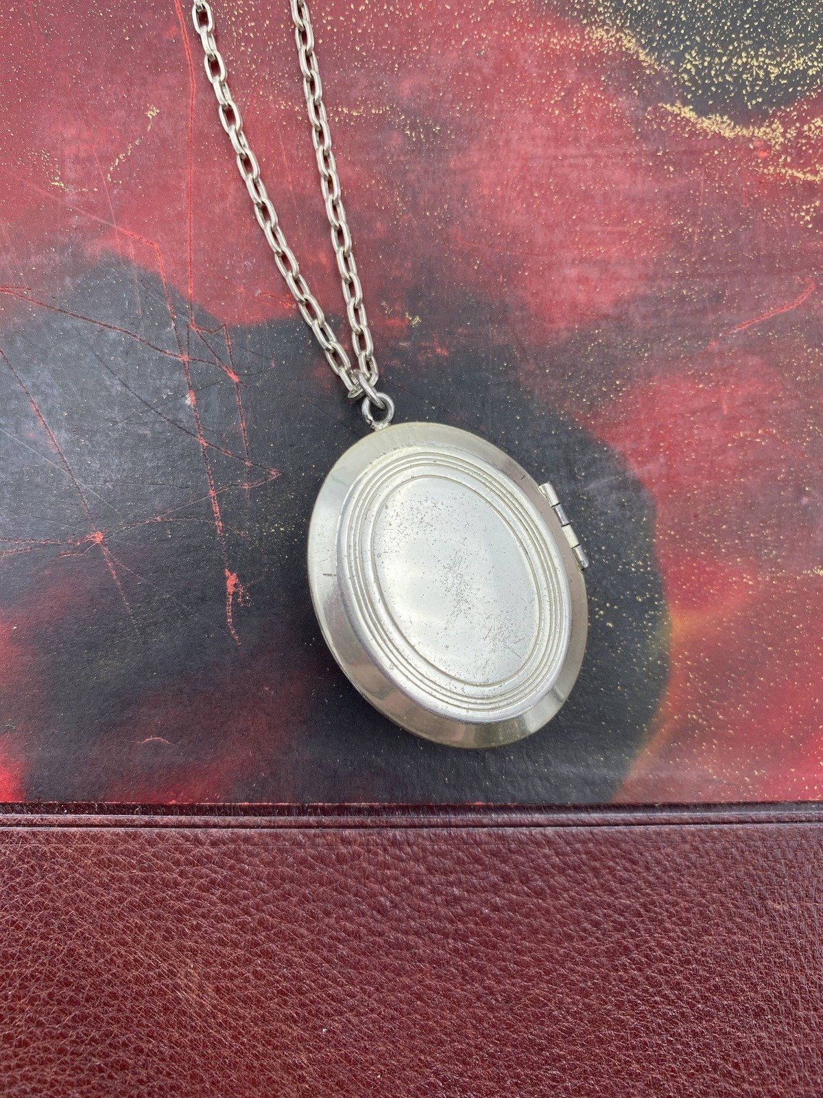 Vintage c.1940s/50s Sterling Silver Large 2 Oval Vine Photo Locket 20 Necklace 4