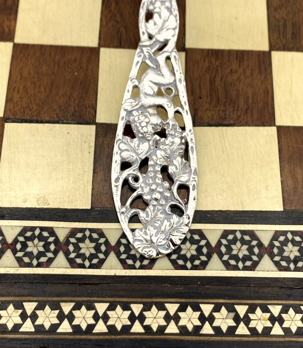 Antique Cast Sterling Silver .800 Victorian Design Serving Spoon 8 3/8 2