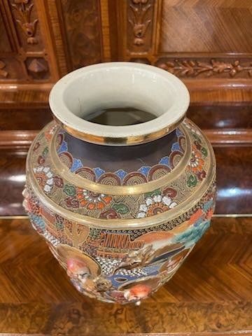 Japanese Ornate Figural + Gilt Vase 2
