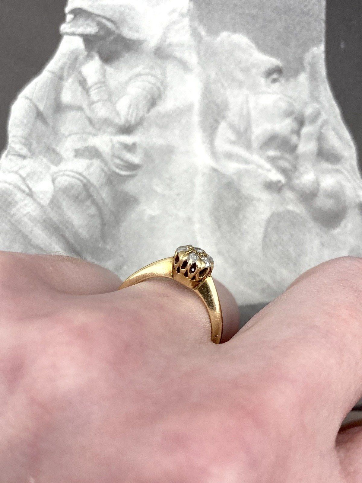 *RARE* Antique Victorian14k Gold Rose Cut Diamond Flower Cluster Ring #2218 21