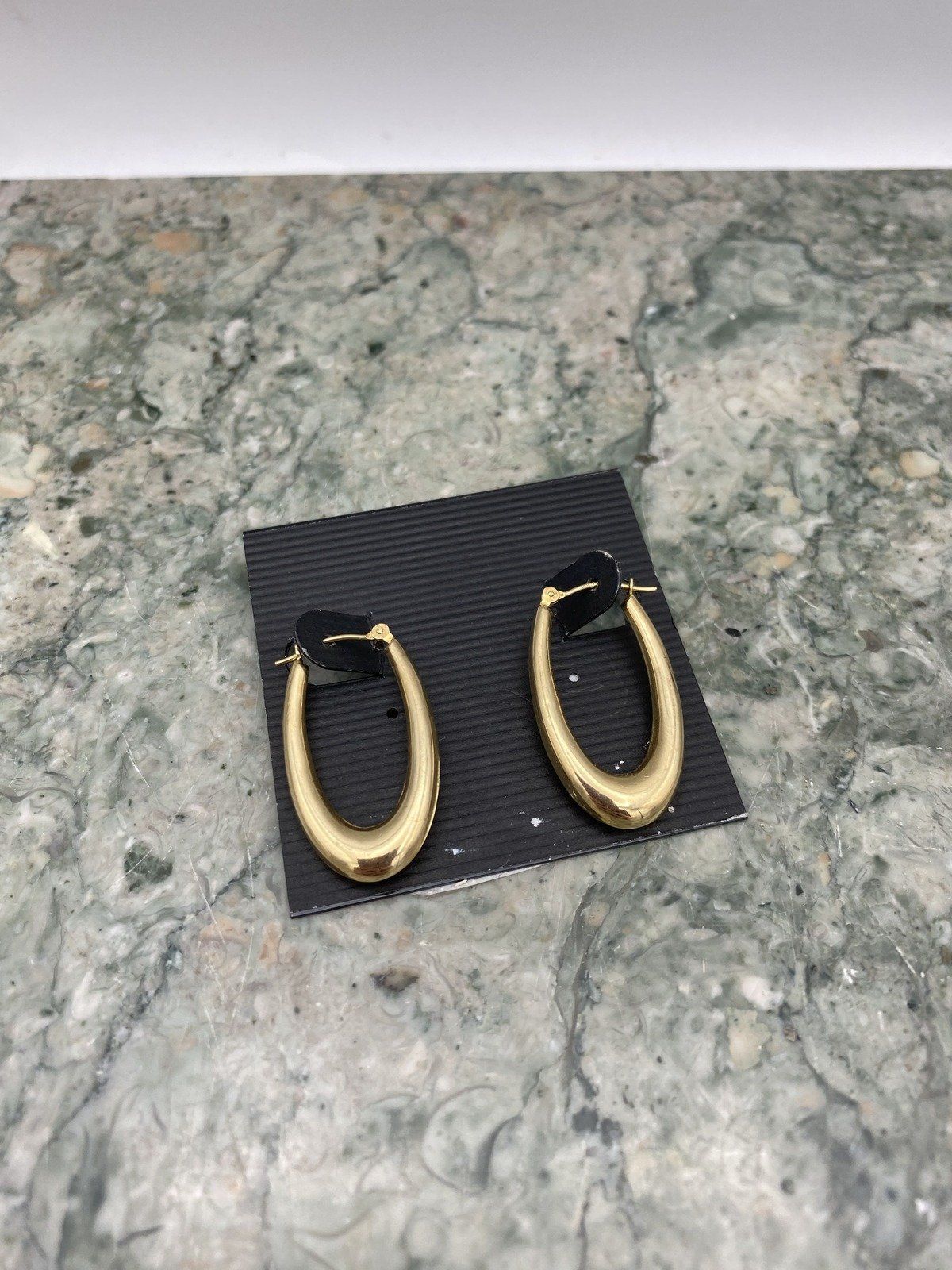 14k Gold Tapered Oblong Hoop Earrings #2260 2