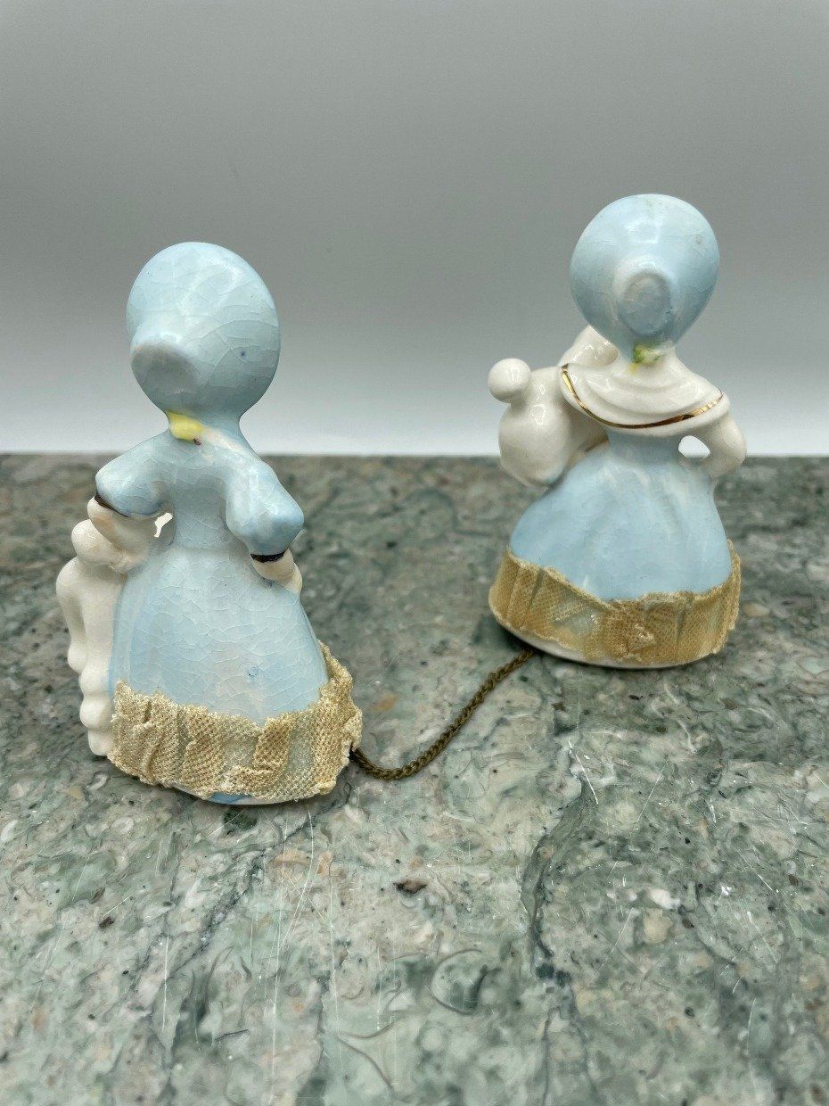 Antique Porcelain Figurines of Twin Gals w Leashed Poodles 2