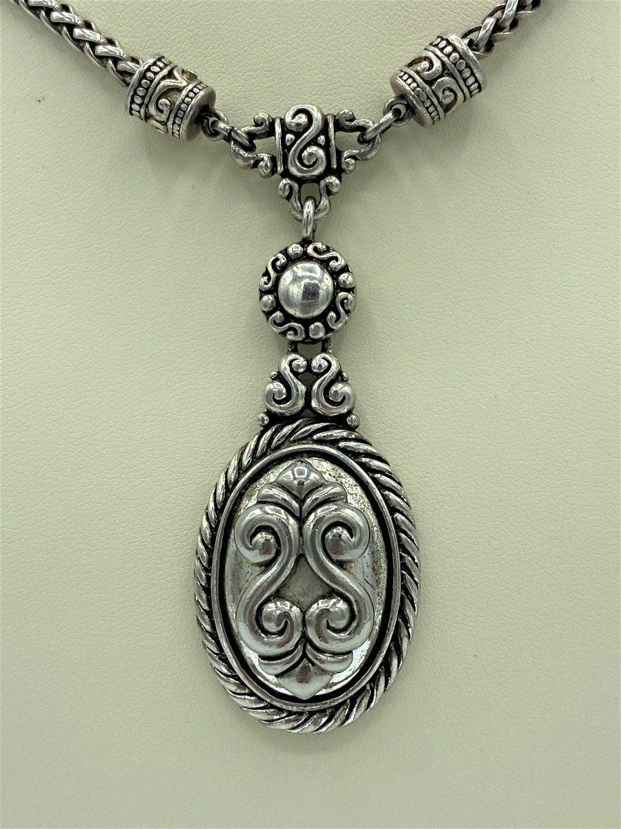 Decorative Sterling Silver Necklace and Pendant 3