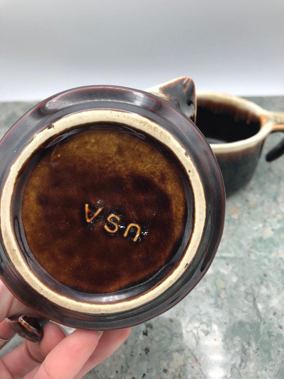 Brown Mycelium Splash Pfaltzgraff Stoneware Sugar + Creamer 3