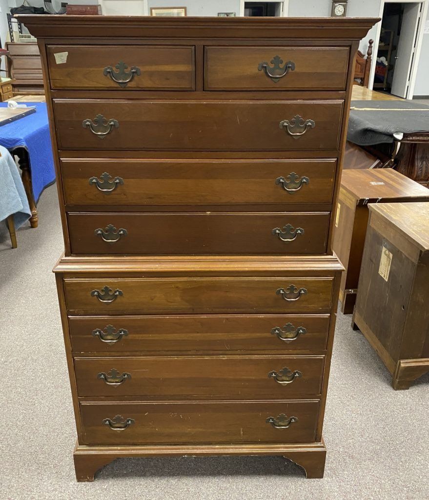 Davis Cabinet Co. Weathered Cherry Chest on Chest