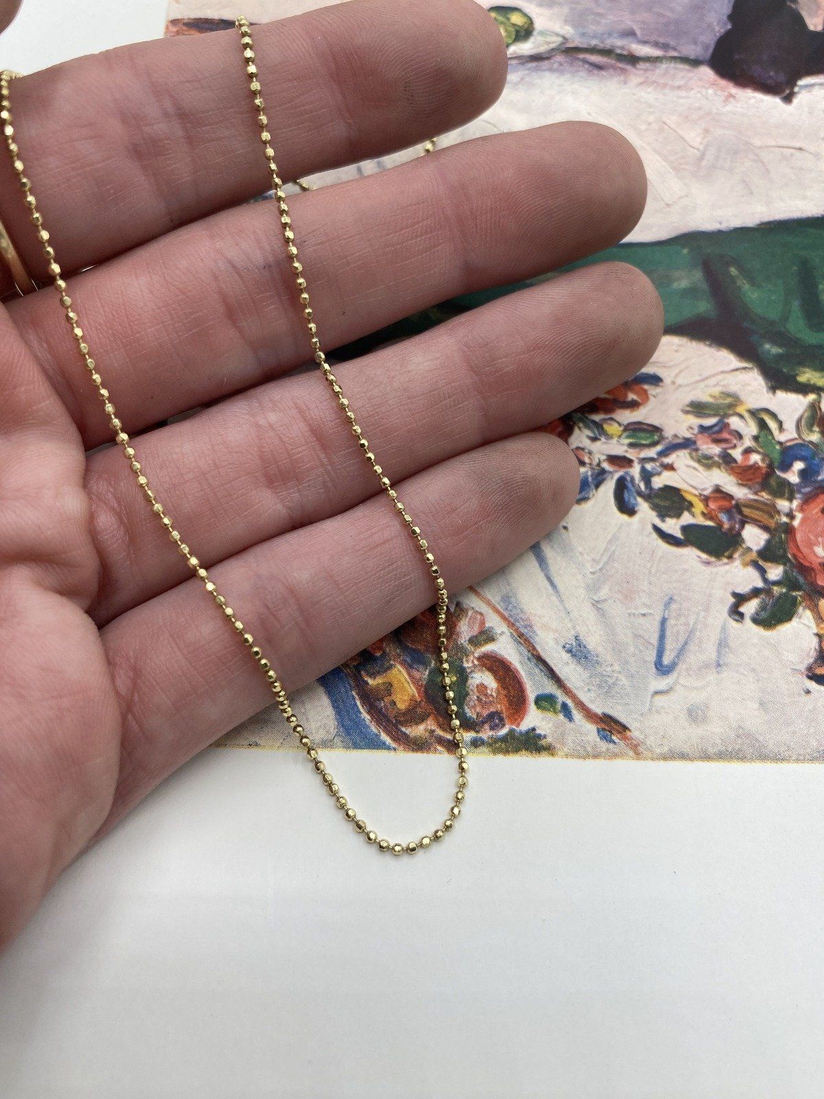 14k Gold Specialty Link Milgrain 16L Layering Necklace Chain 2