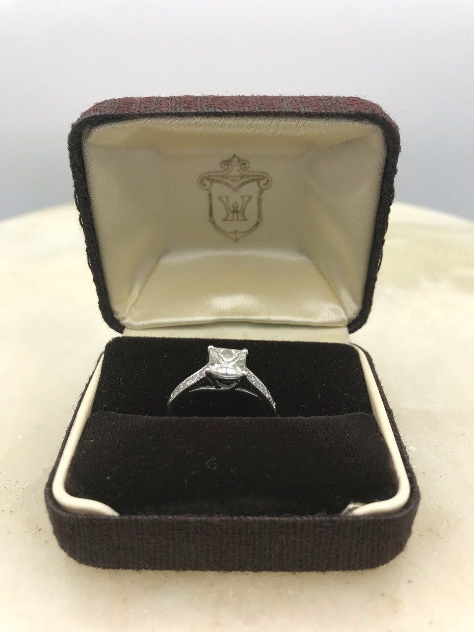 14k White Gold 1.83tcw Princess Cut Engagement Ring 2
