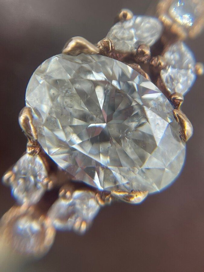 Fine Modern 10k Rose Gold 1.25ct Center Oval Cut Diamond Engagement Ring 2