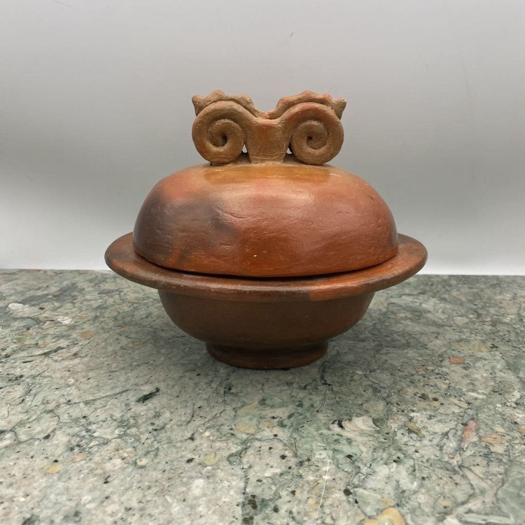 Indonesian Pottery Dish w Lid