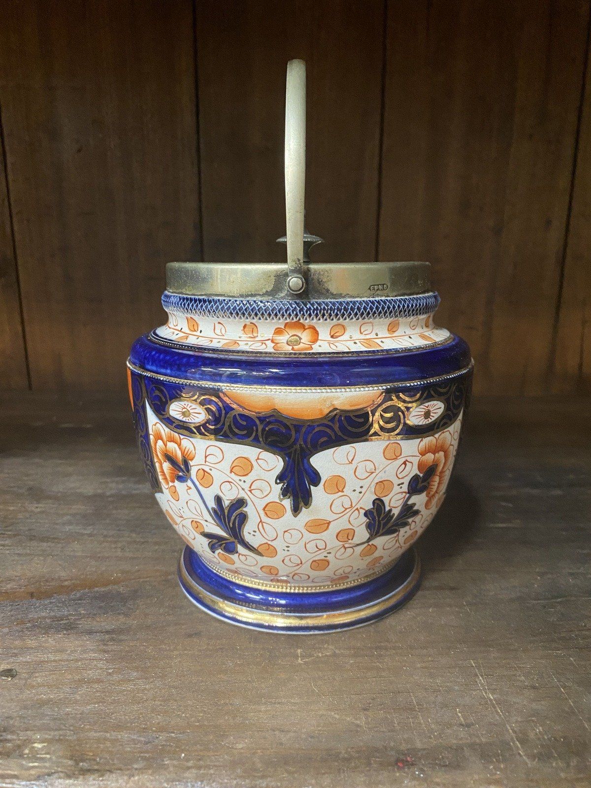 Antique Stamped William Wood Co. Imari Style Oriental Biscuit Barrel Kitchen Jar 10