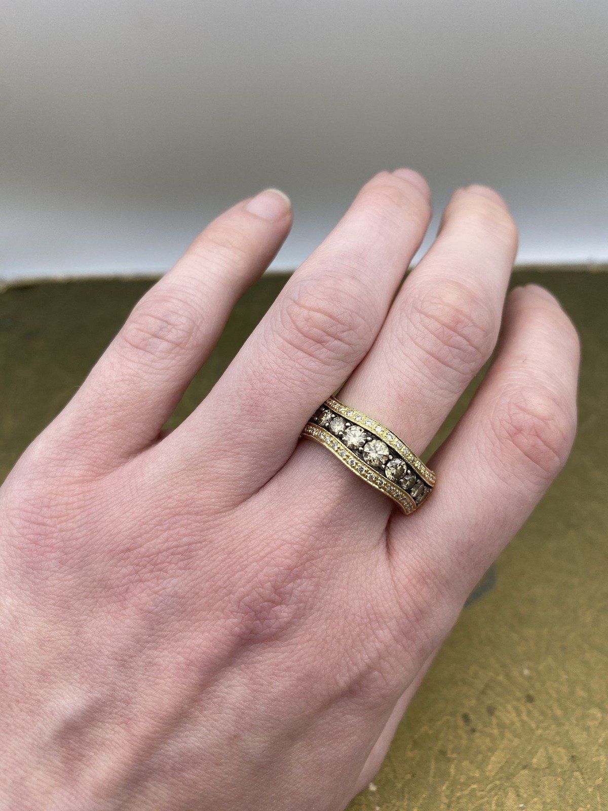 14k Gold Chocolate Diamond Tapered + Flared LeVian Designer Ring Band #2168 4