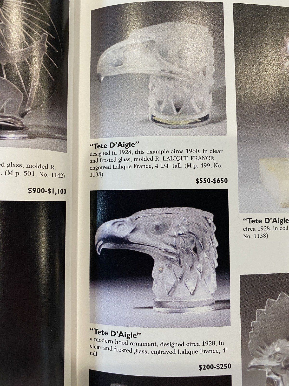 Collectible Antique c.1920s Signed Lalique Frosted Eagle Head Hood Ornament Paperweight 17