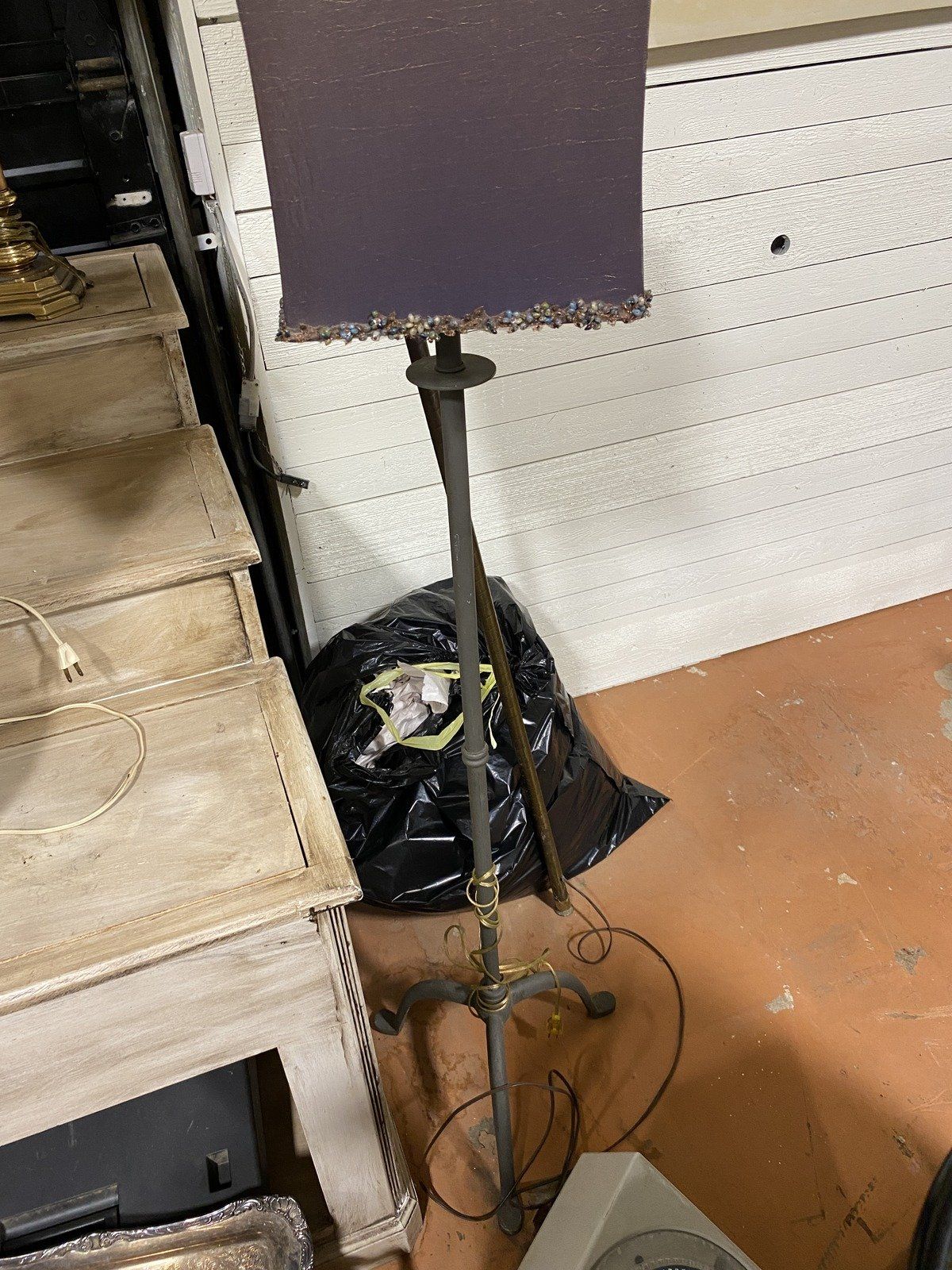 Vintage Heavy Metal Floor Lamp with Shade