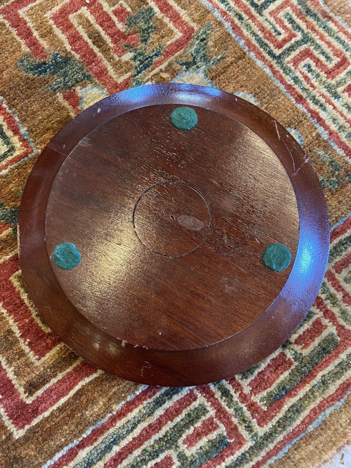 Vintage Wood + Green Velveteen Pocket Change Catch All Dish 3