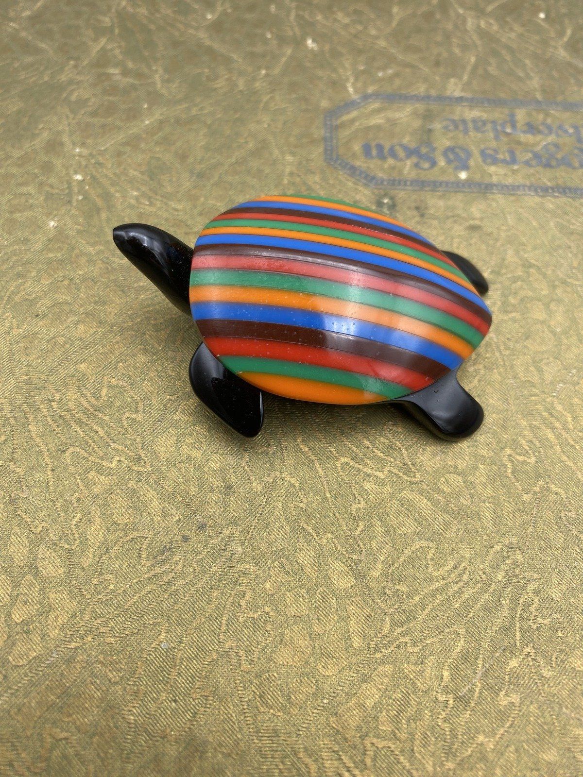 French Made Marion Godart Cellulose Colorful Turtle Pin 5