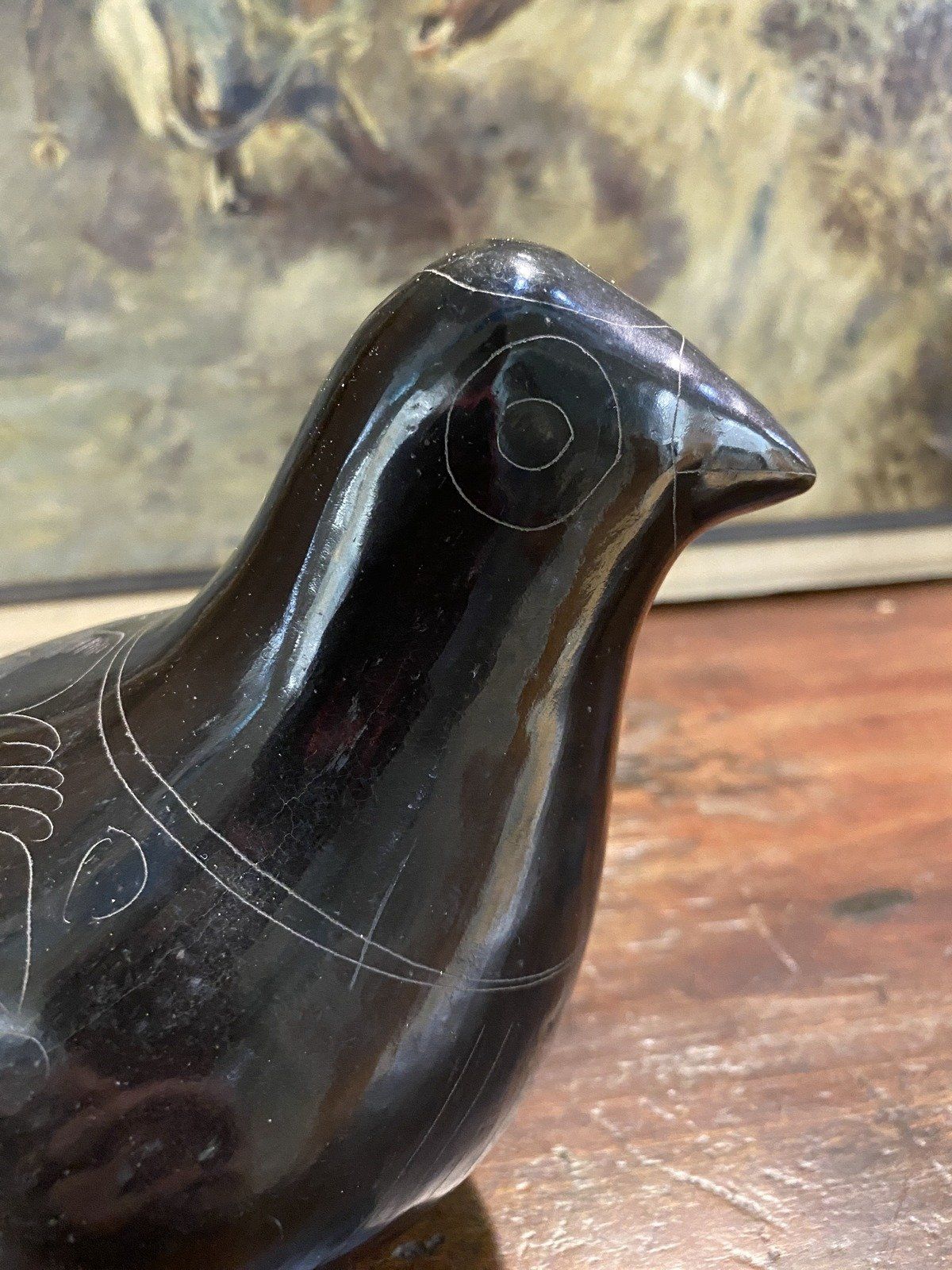 XL Signed Black Ceramic Clay Mexico Pottery Bird 6