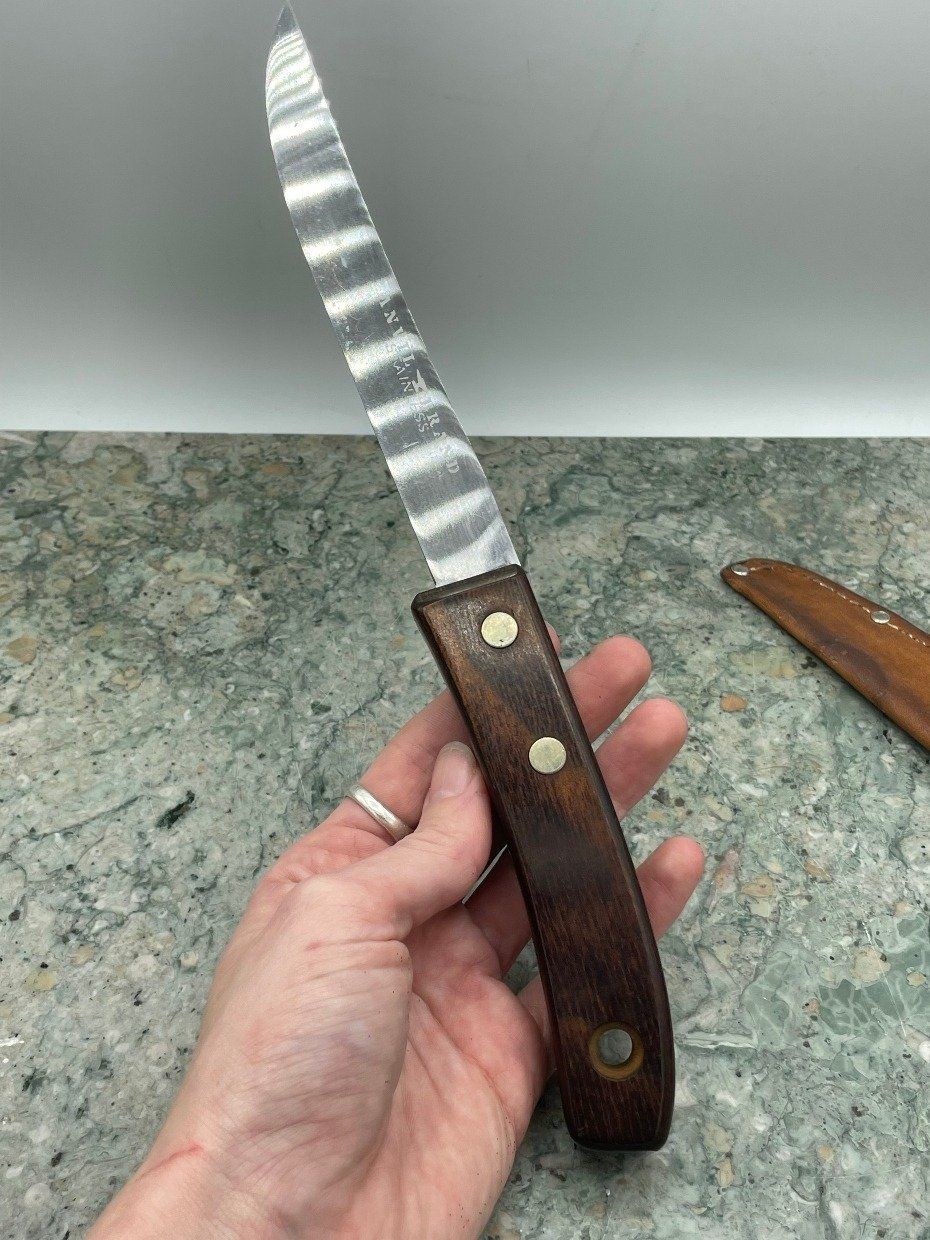 Vintage Anvil Brand USA Made Wood + Stainless Filet Knife 3
