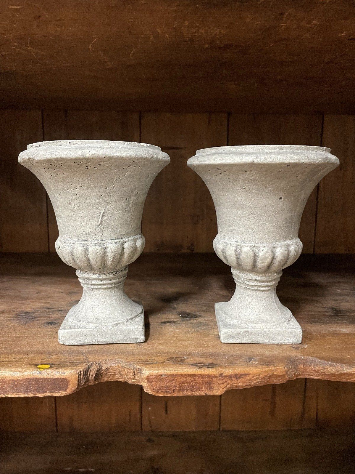 Pair of Mini Concrete Style Urn Vases