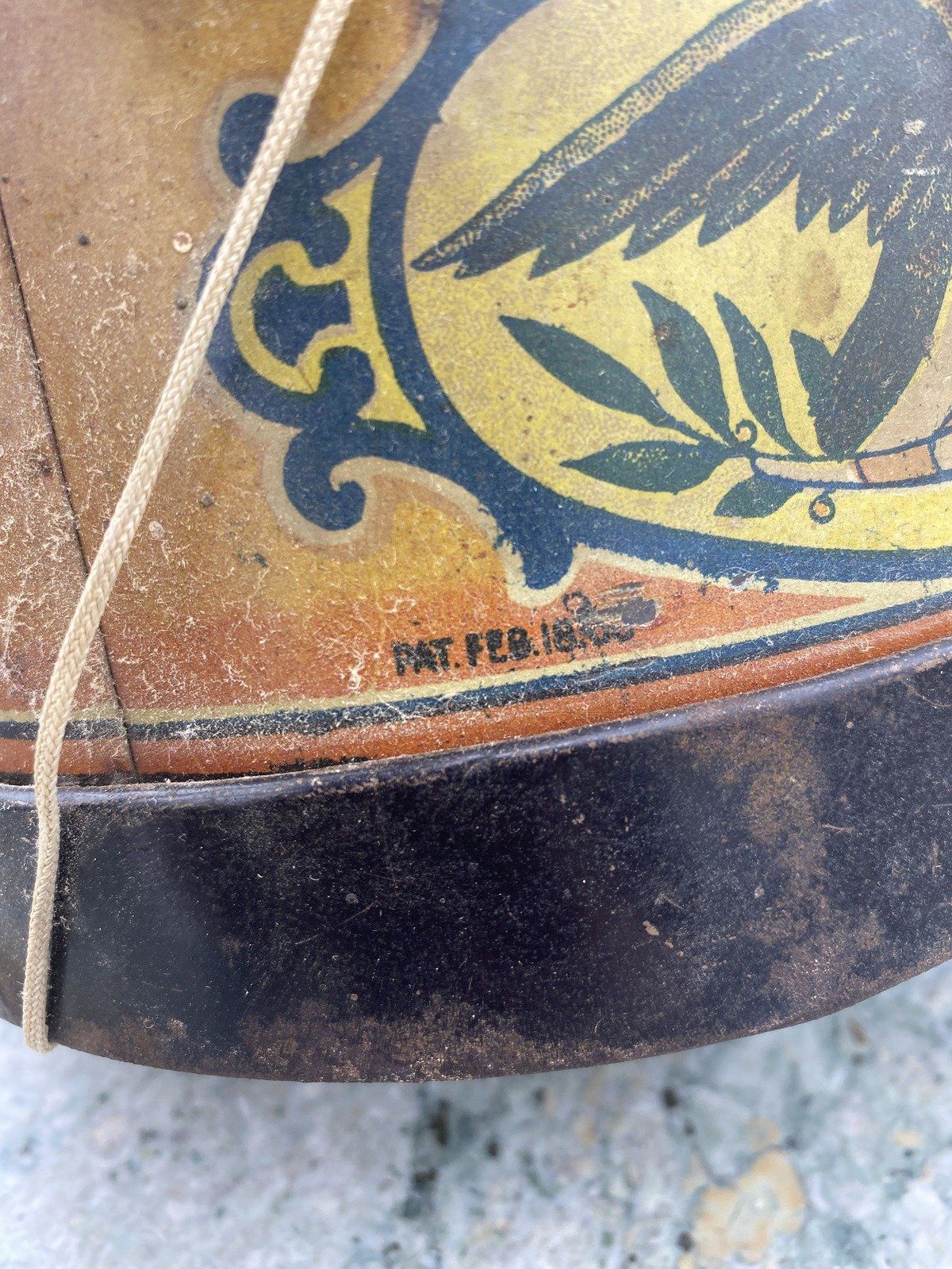 RARE Early 1900s Tin Patriotic Boy Scout Drum + Sticks PAT.c.1855 5