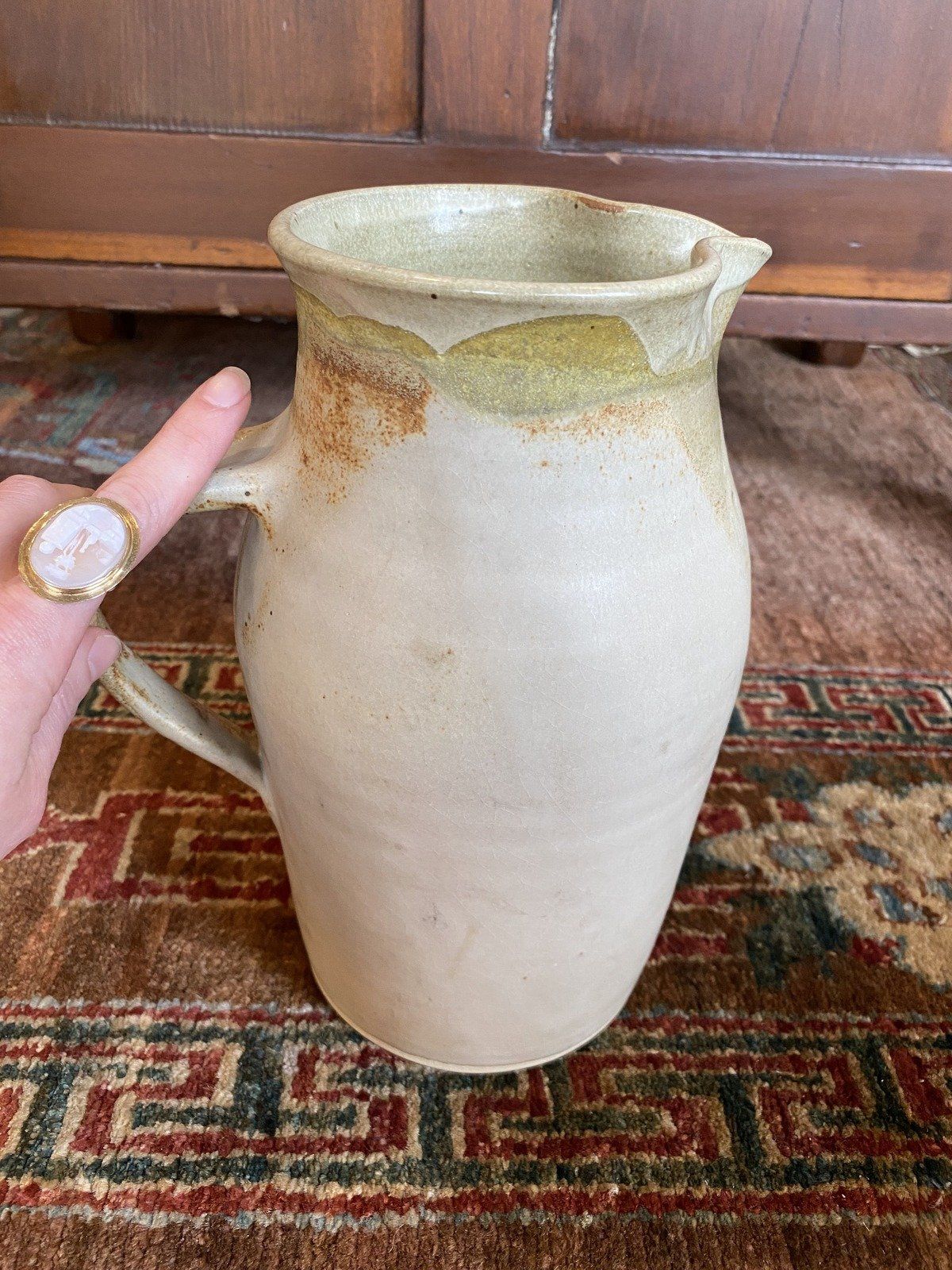 Vintage c.1987 MS Artist Pat Gavin Signed + Dated 9.5h Stoneware Pottery Pitcher 11