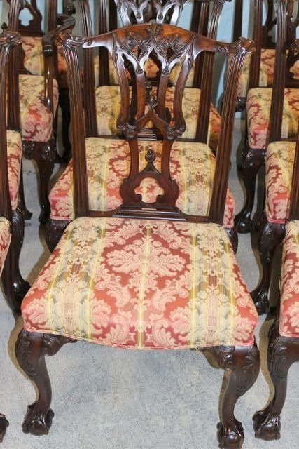 6 Fine Claw and Ball Chippendale Dining Table Chairs 4