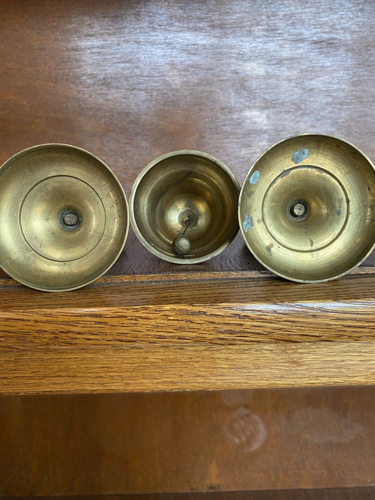 3pc Vintage Eastern Indian Enamel + Brass Altar Bell and Candle Set 4