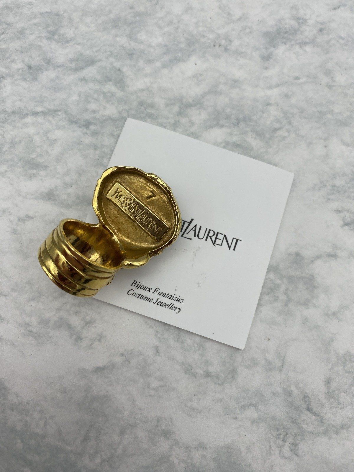 Genuine Yves Saint Laurent Avant Garde Marbled Swirled Brutalist Ring 4