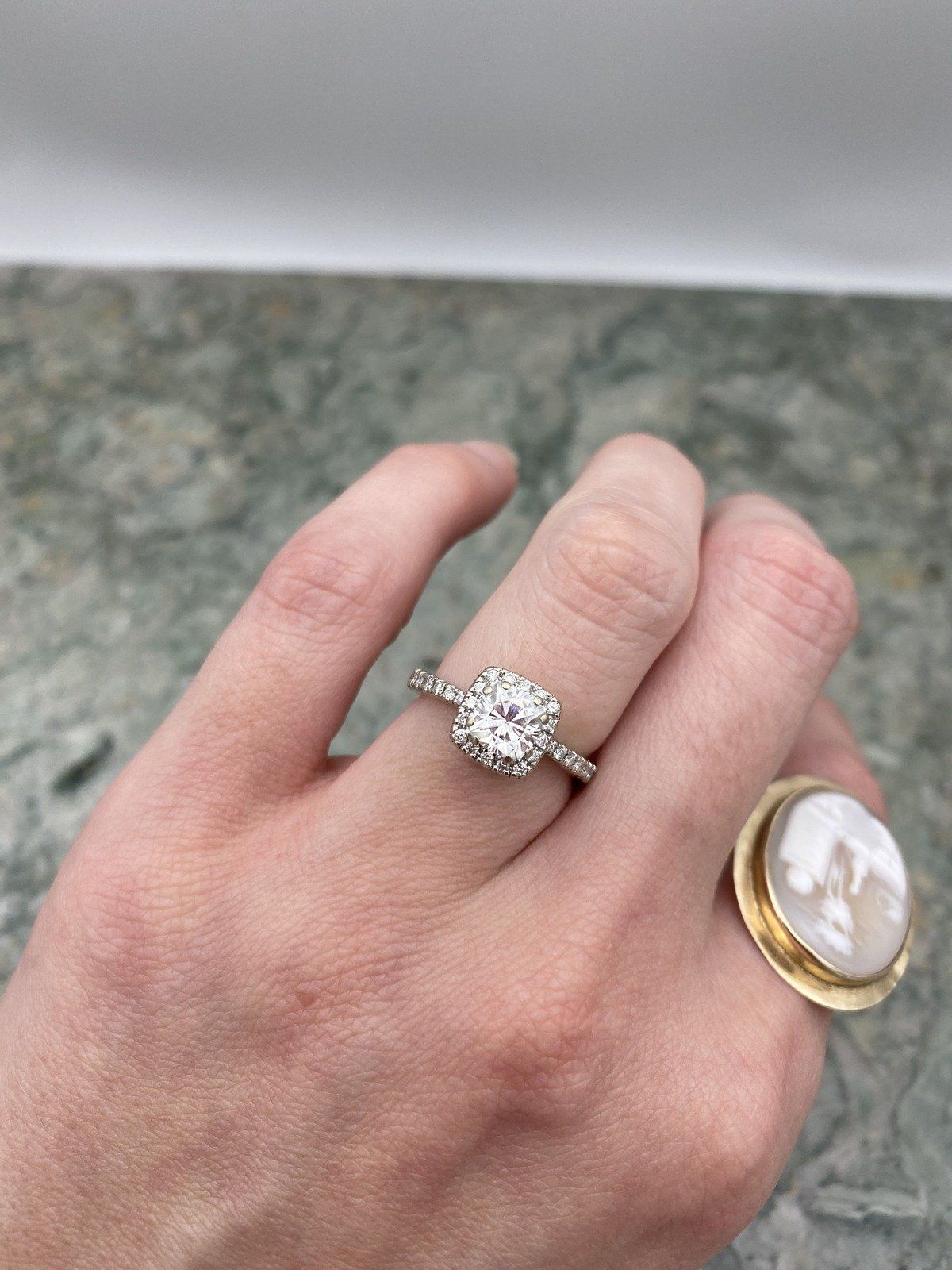 14k White Gold .85ct Center Moissanite Solitaire Diamond Engagement Ring 4