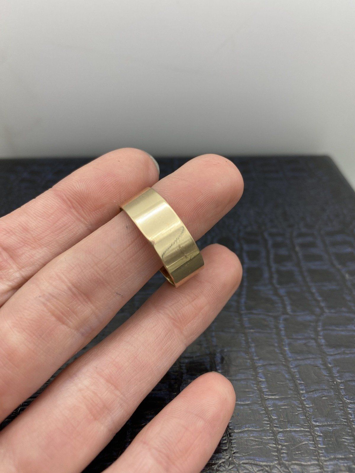 Antique 14k Gold Wide MM Plain Scottish Rite Free Mansonry Ring Band w Interior Virtus Inscription 4