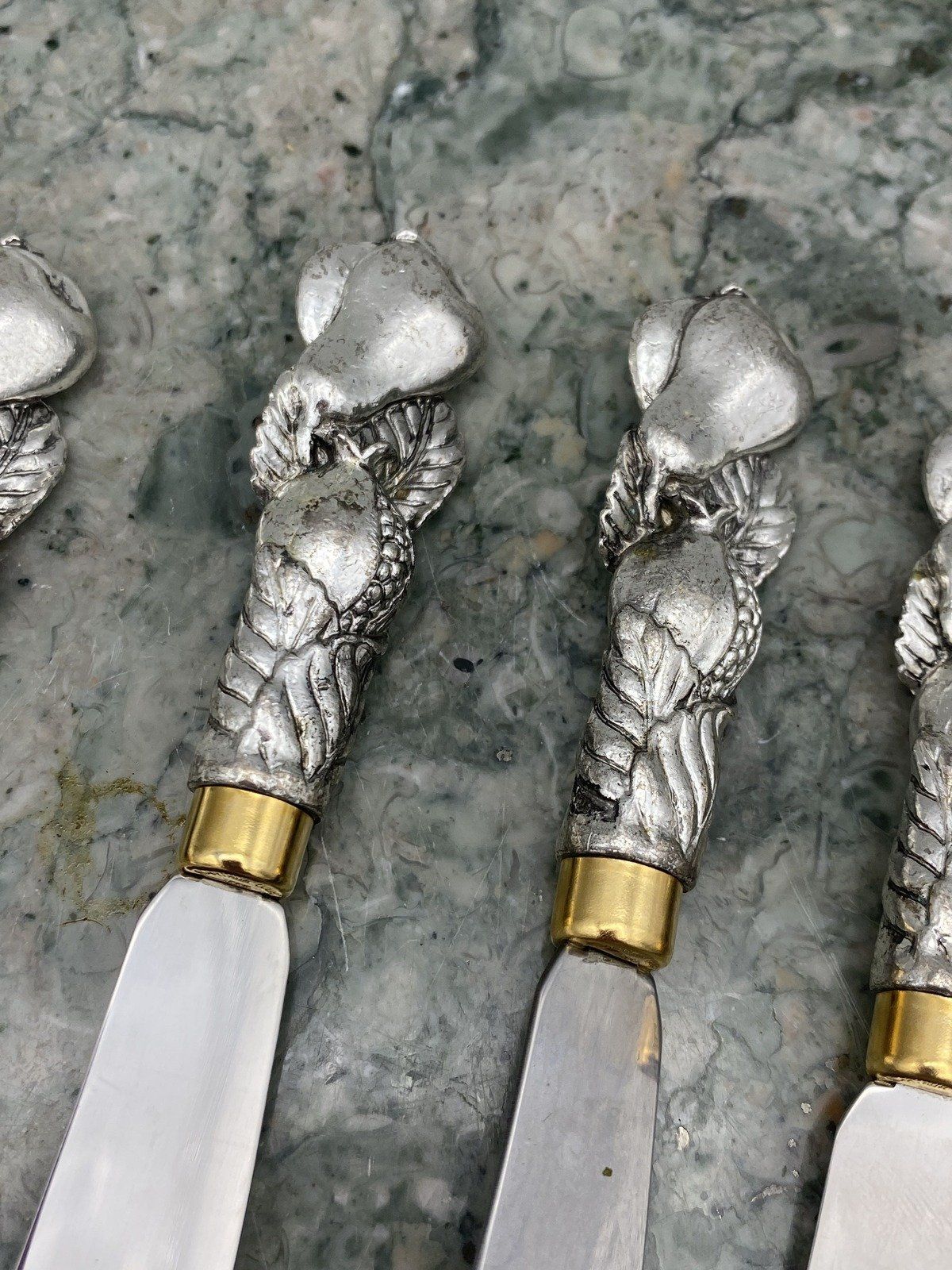 Set of 4 Arthur Court c.1988 Figural Fruit Handled Spreading Knives 2