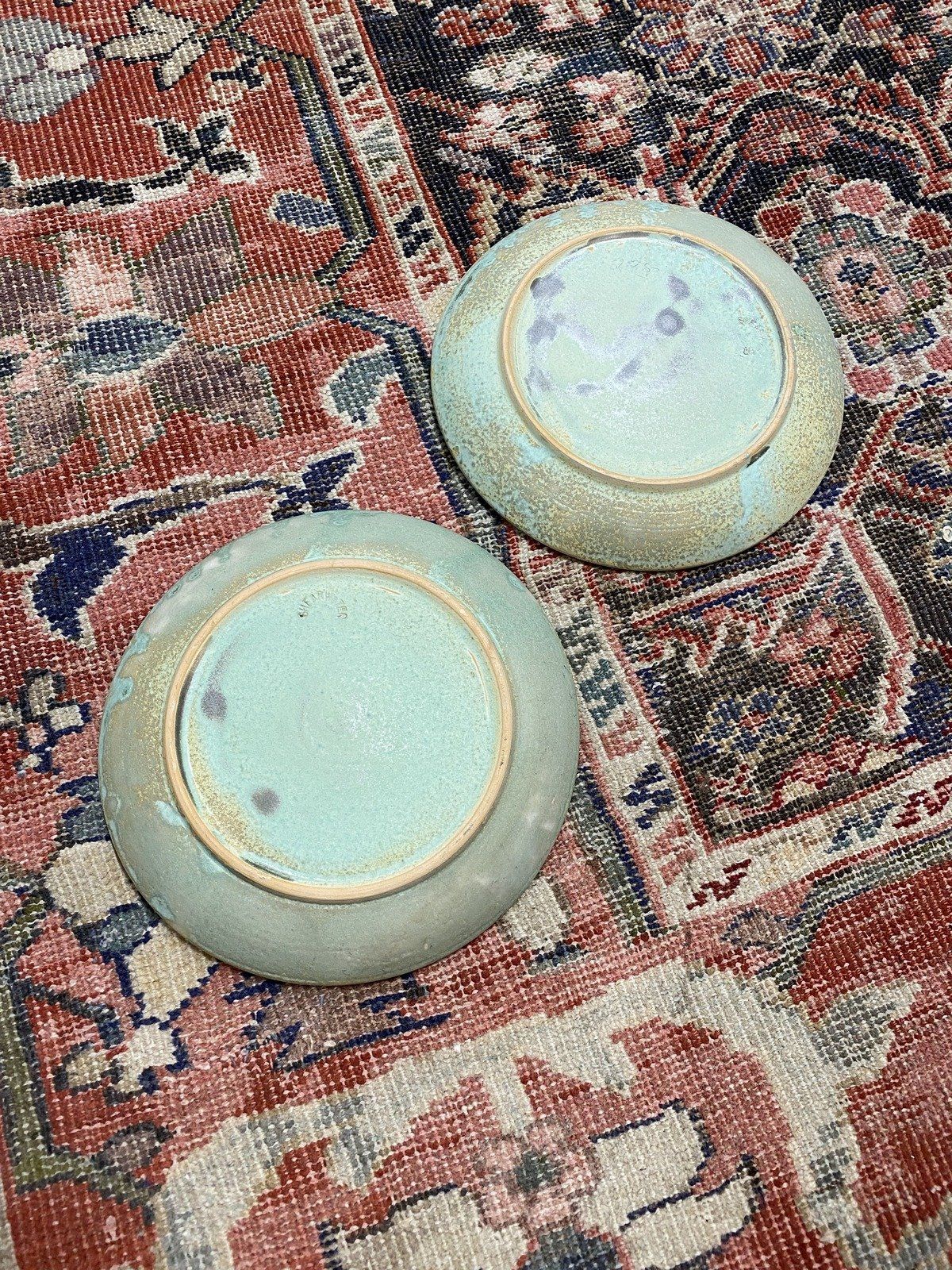 Pair of VTG c.1990s/Early 2000s Stoneware Shearwater Pottery MS 8.75D Dinner Plates 6