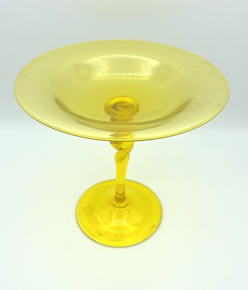 Signed Steuben Amber Rope Twist Compote 7