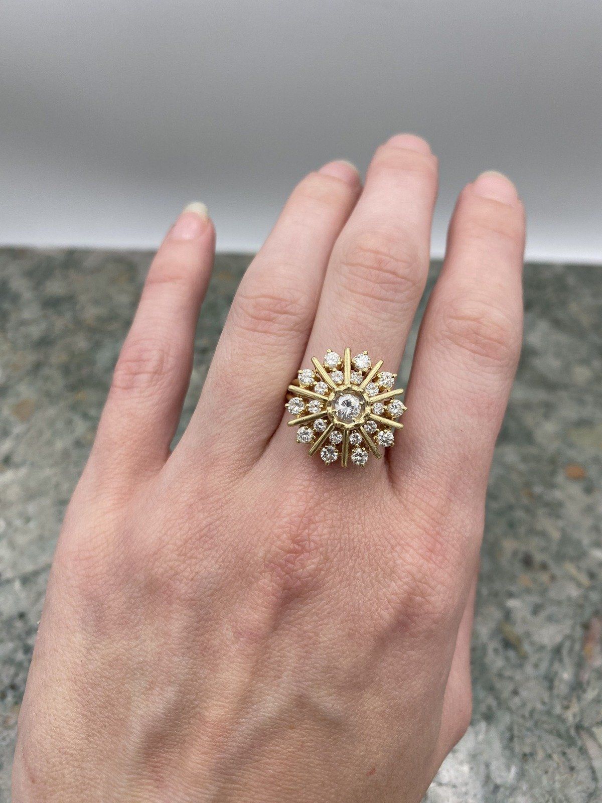 14k Gold 1.83ctw Diamond Burst Cocktail Ring 4