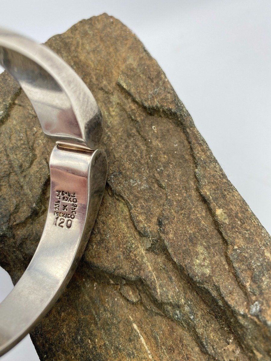 Sterling Silver Inlay Tigers Eye Clamp Bracelet 3