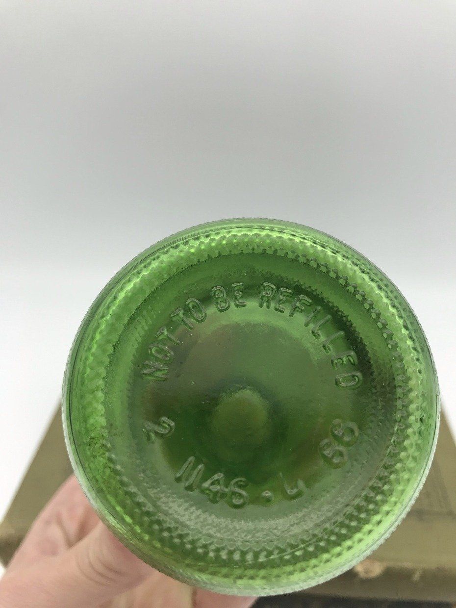Green Textured 10floz Mountain Dew It's Tickle Your Innards Vintage Glass Bottle 3