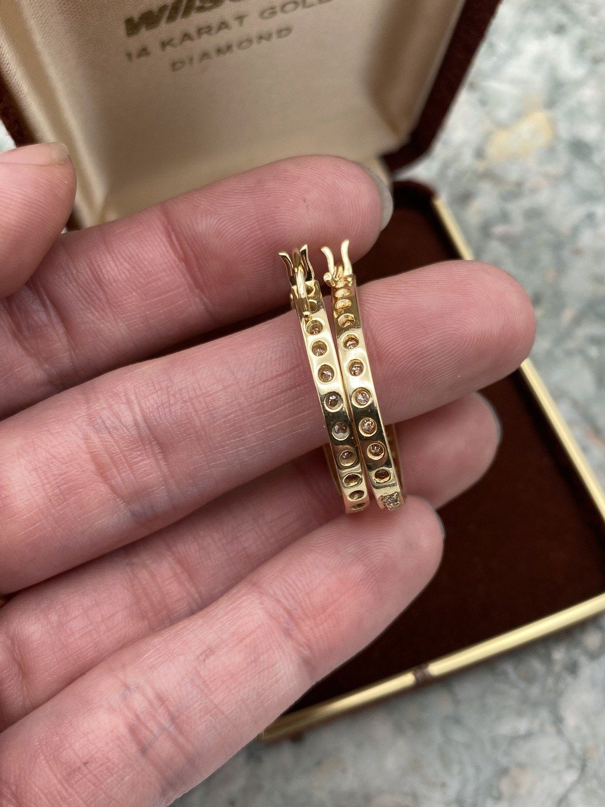 Lovely 14k Gold Pave Diamond Eternity Set Hoop Earrings #2433 9